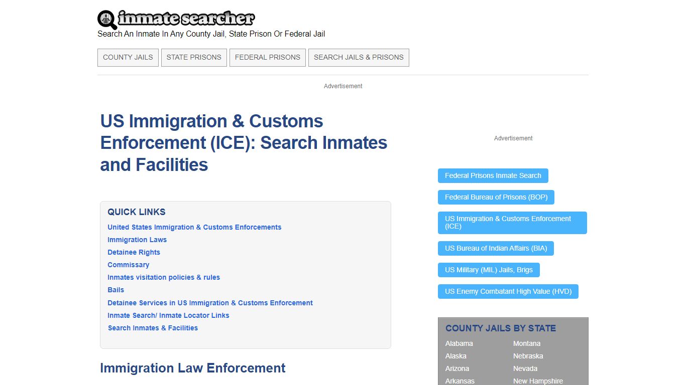 US Immigration & Customs Enforcement (ICE): Search Inmates and ...