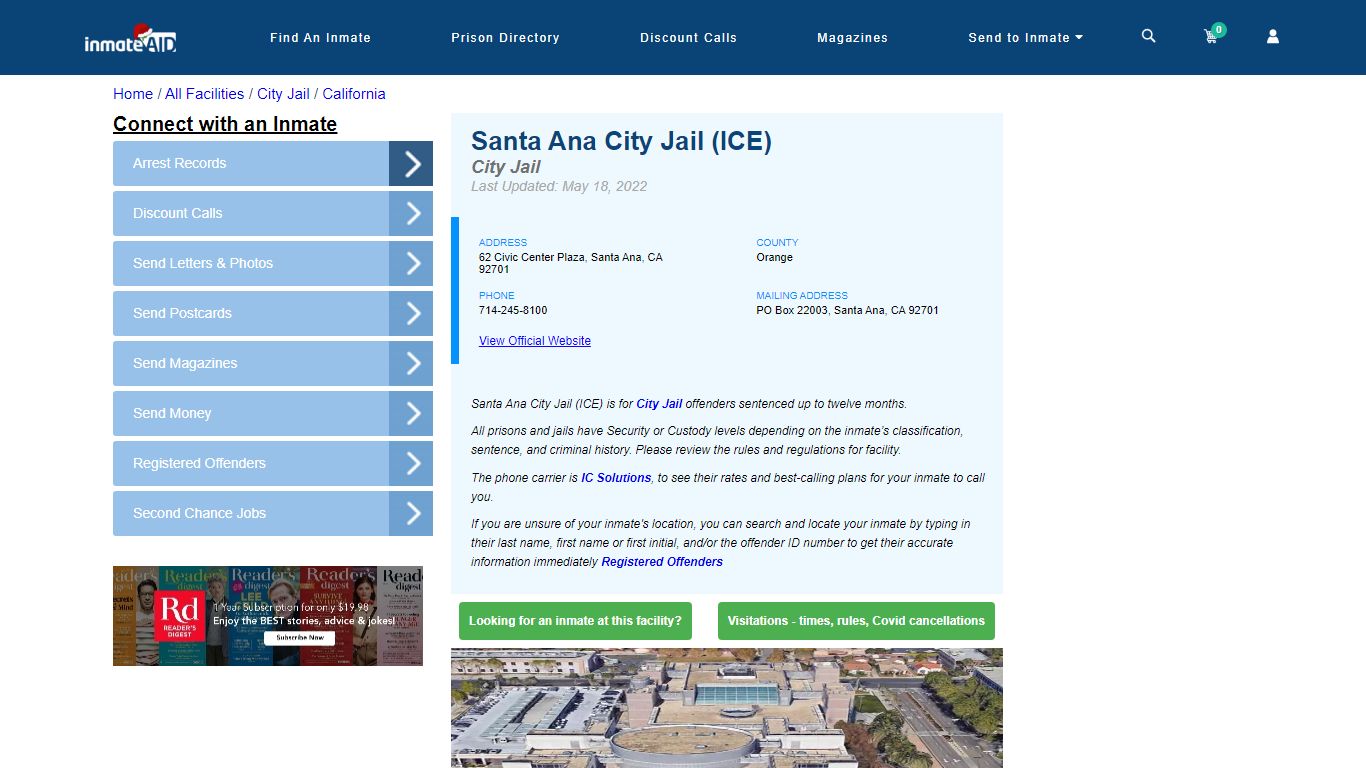 Santa Ana City Jail (ICE) | Inmate Locator